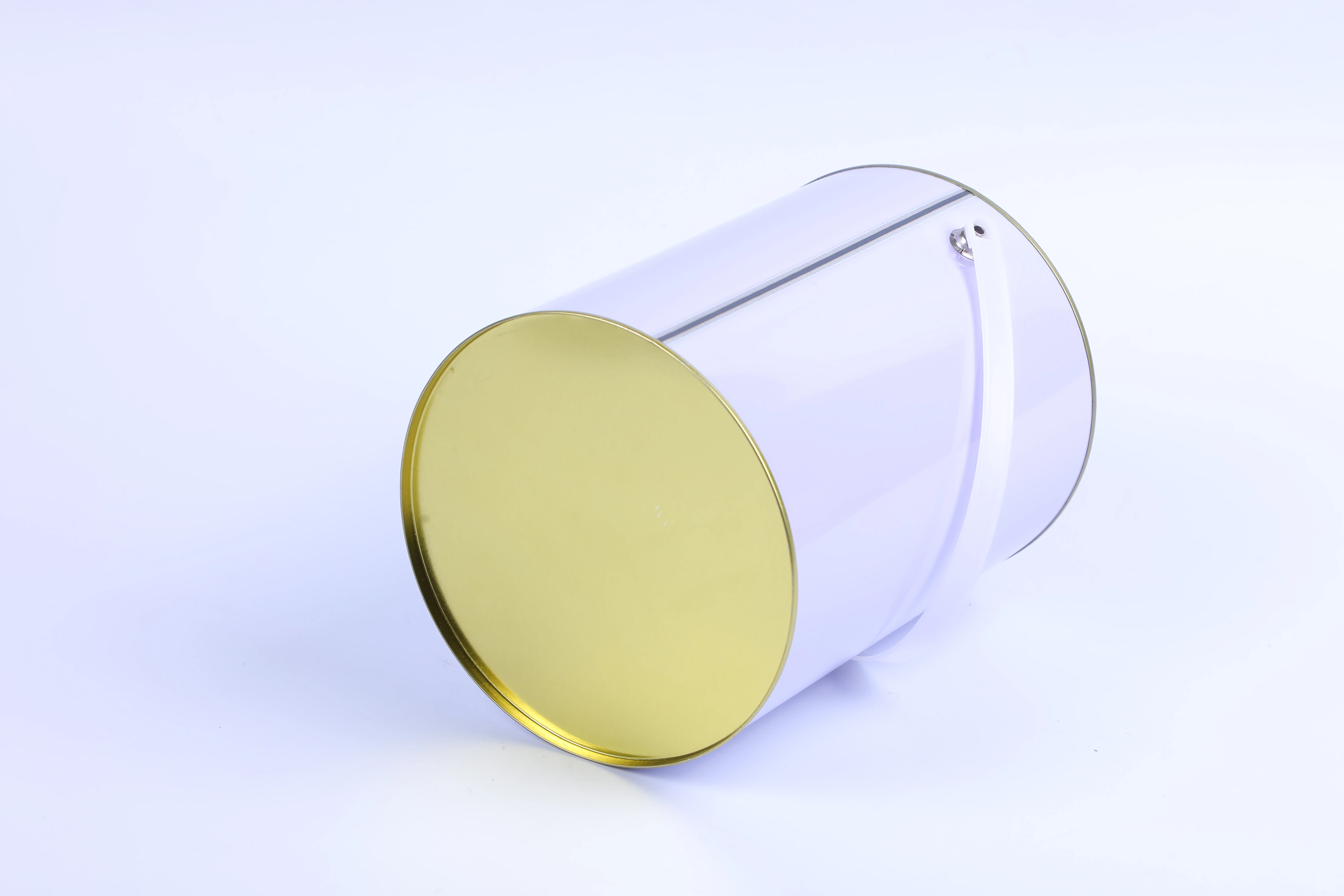 
5L small round paint tin can container press tin can with lid 