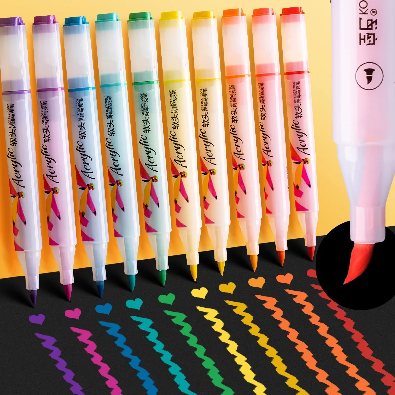 Marker Pens 48 Colors Acrylic Pens Brush Round Tip Pastel Pens for Adult Coloring Book Art Rock Painting Card Making