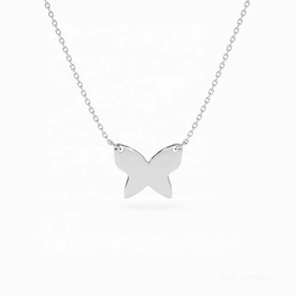 Luxury Woman Jewelry Chain Custom 925 Sterling Silver 14K 18K Gold Plated Statement Pendant Charm Choker Butterfly Necklace Lady
