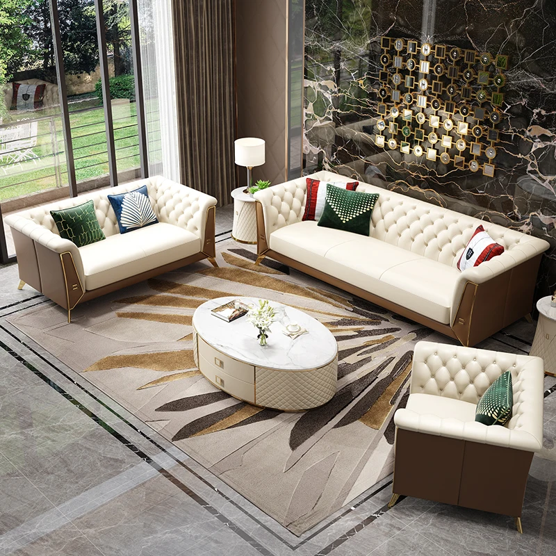 foshan latest design italian white leather sofas luxury furniture chaise lounge modern living room leather sofa set