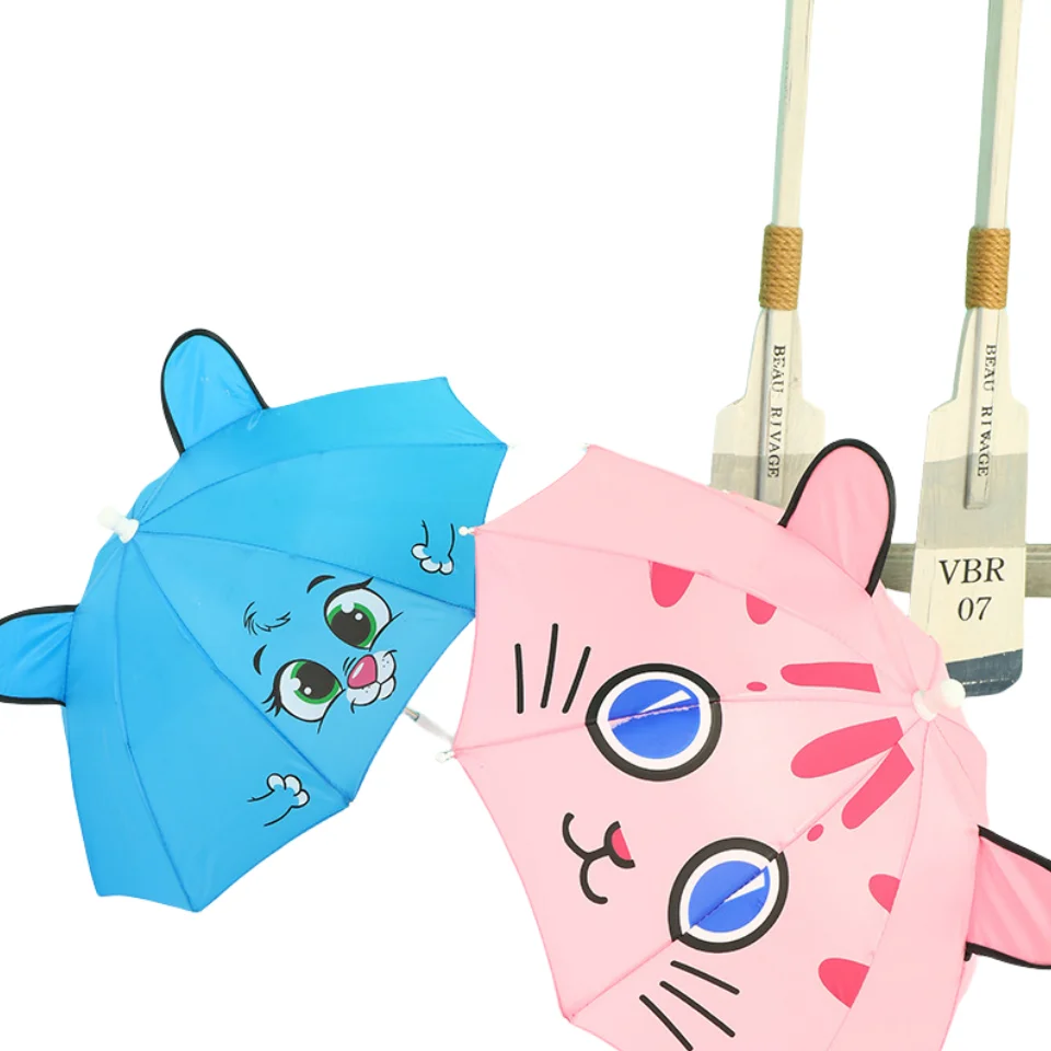 Hot Selling Cute Cartoon 3D Ear Kids Umbrella Candy Color Waterproof Mini Straight Umbrellas for 1-3 Years Old Children Gifts