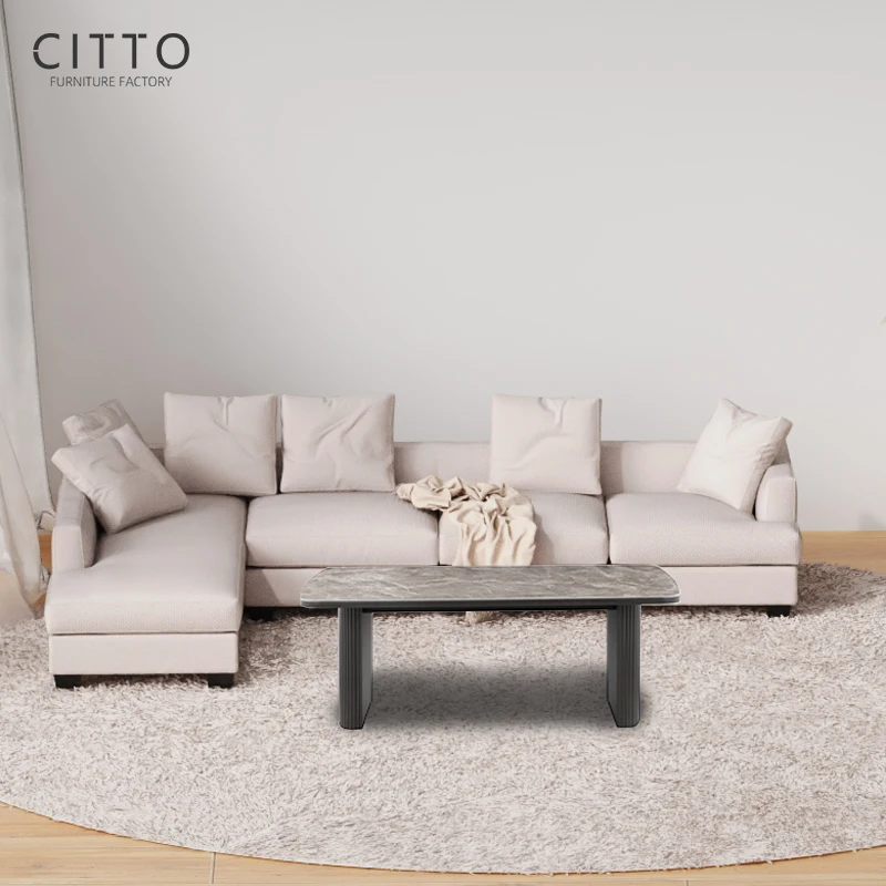 Factory Hot Sale New Wooden Ceramic Surface Modern Style Minimalist Coffee Table Provide Customized Coffee Table