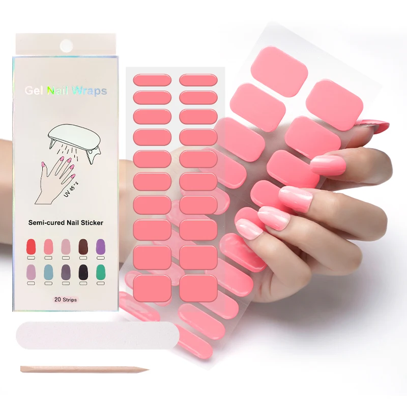 Tiktok Hot Sell Korean Gel Nail Sticker Non-toxic Long Lasting Semi Cured Gel Nail Sticker Made In Korea Oem Odm Available