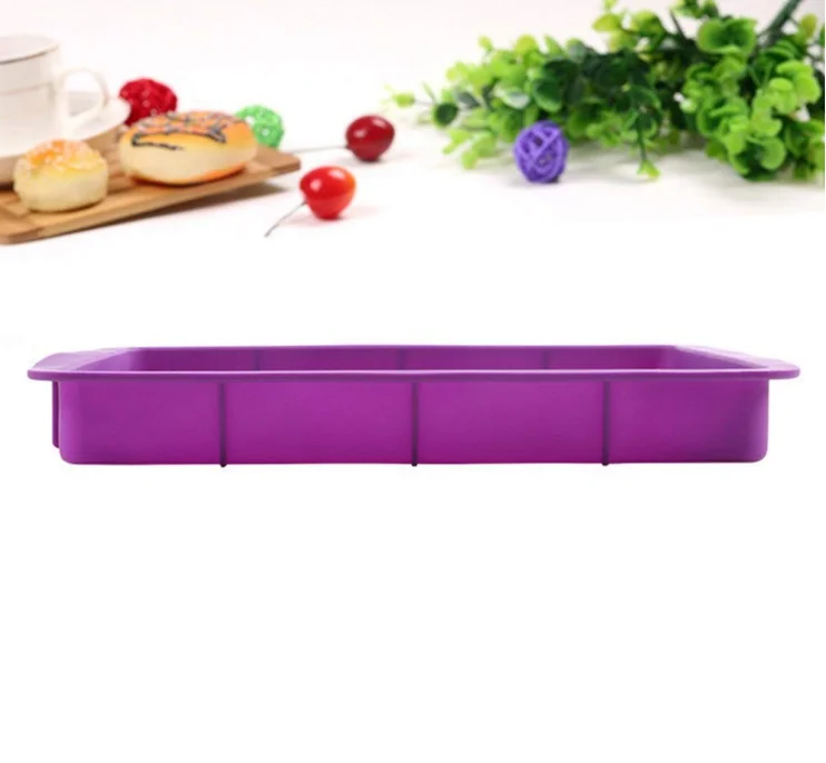 Orgrimmar Baking Silicone Rectangular Cake Pans Bakeware Bread Baking Mold NonStick Easy Demoulding Purple 2Packs (Pack of 2)