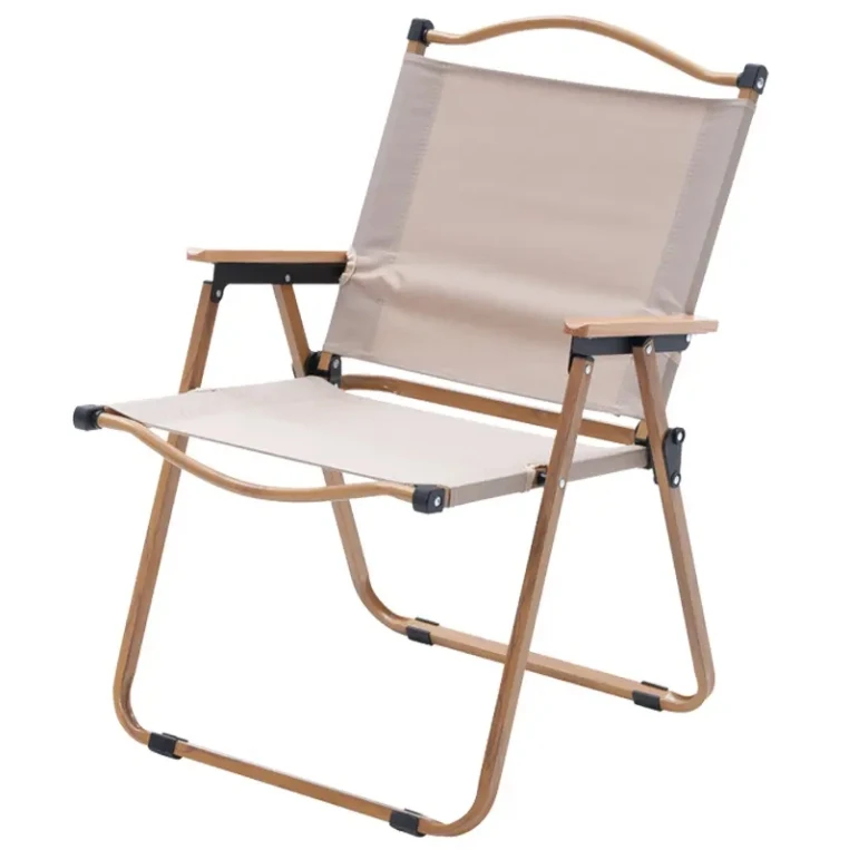 Portable Folding Camping Chair with Wood Grain Aluminum Oxford Fabric for Outdoor Indoor Kitchen Hotel Park School Bedroom Use