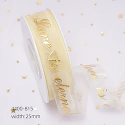 Gold Grosgrain Custom Gift Black Satin Ribbon With Logo Eid Mubarak Wedding Decoration