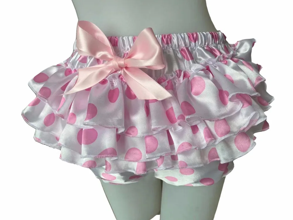 babyshow DDLG Adult Baby Ruffled Lace Edge silk PVC Panties Bloomers Diaper cover plastic double layer briefs