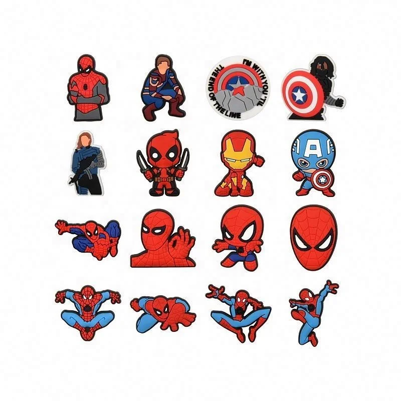 Cartoon charms for  shoes decoration deadpool charms with cheap price super hero shoe charm for kids shoes