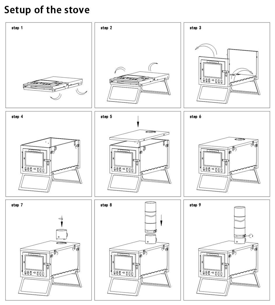 DANCHEL OUTDOOR The New Stainless steel Folding Portable Camping tent Wood Stove