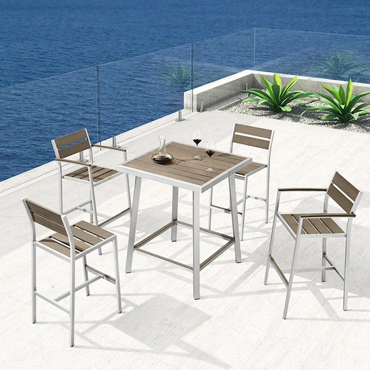 Подлокотник, дизайнерская барная мебель, металлические алюминиевые наружные барные стулья с столом