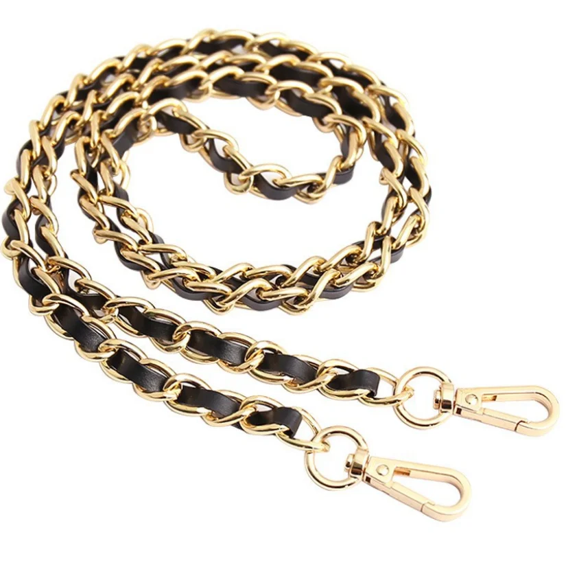 custom PU webbed metal chain shoulder strap bag chain