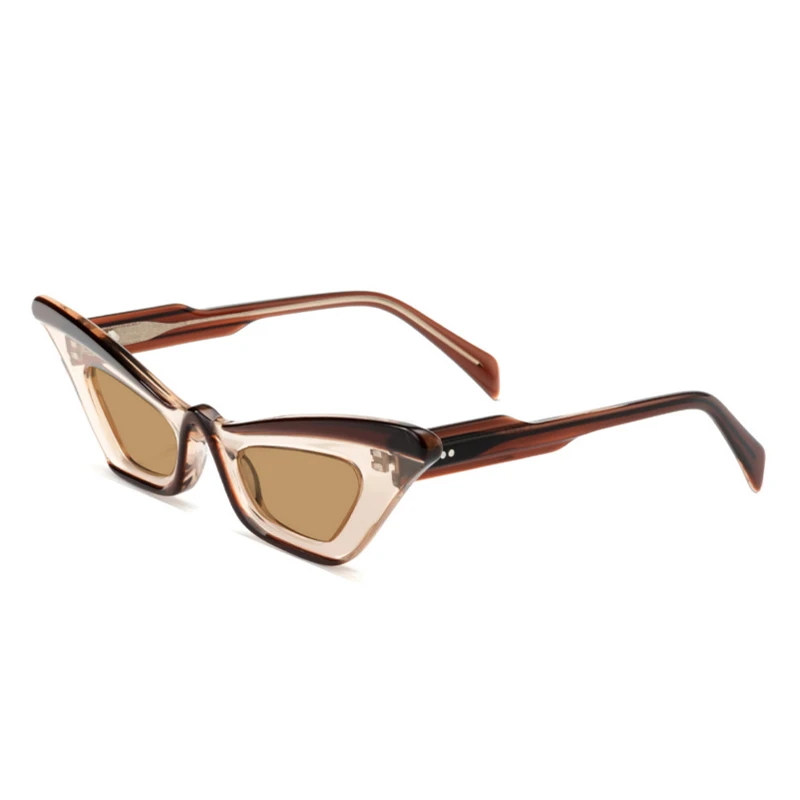 2024 new personalized cat eye translucent blue men and women fashion high quality acetate wholesale custom sunglasses