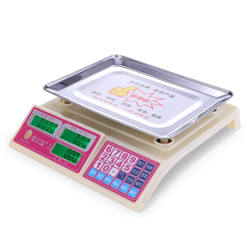 ABS Materials Digital Weighing Scale Tray Plate 420g Heavier Battery High Precision Load Cell CE Certificate Max 40kg Capacity