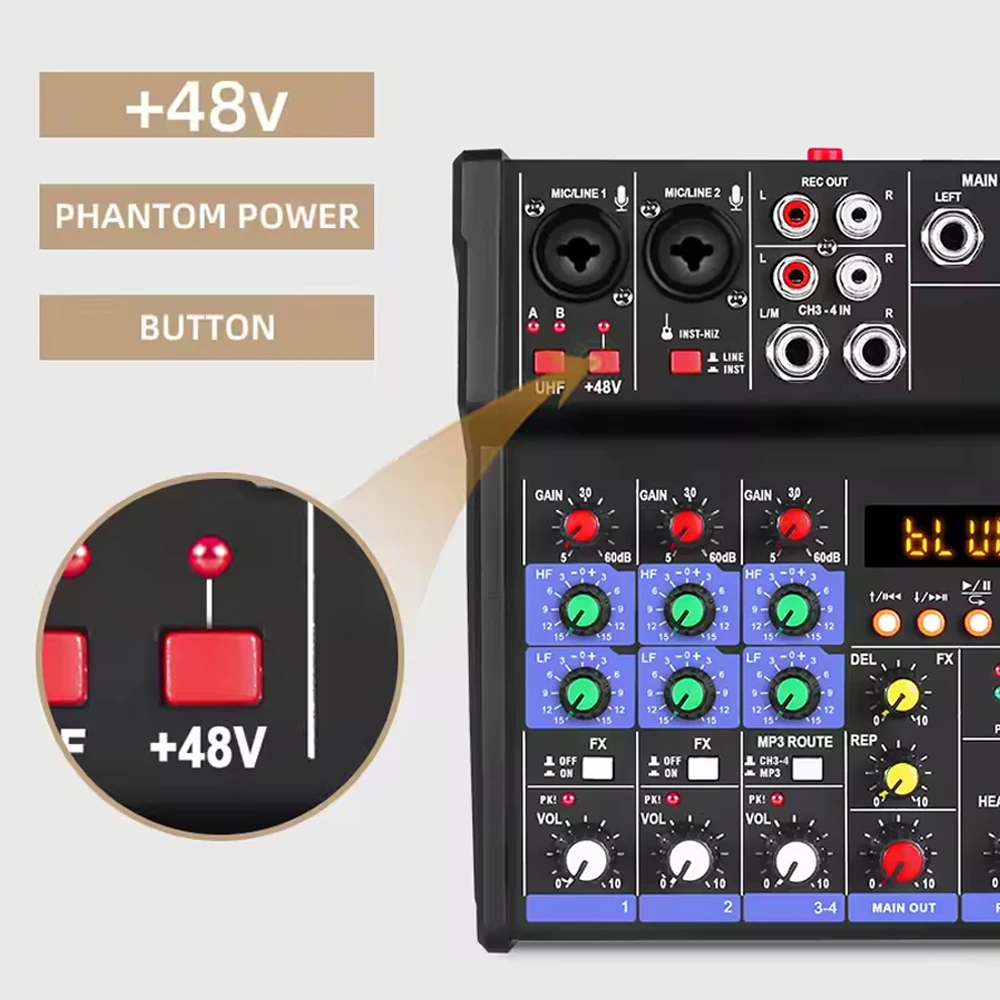 Voxfull G4-M2-2 Factory professional Audio Mixer, wireless microphone, power amplifier, sound interface console