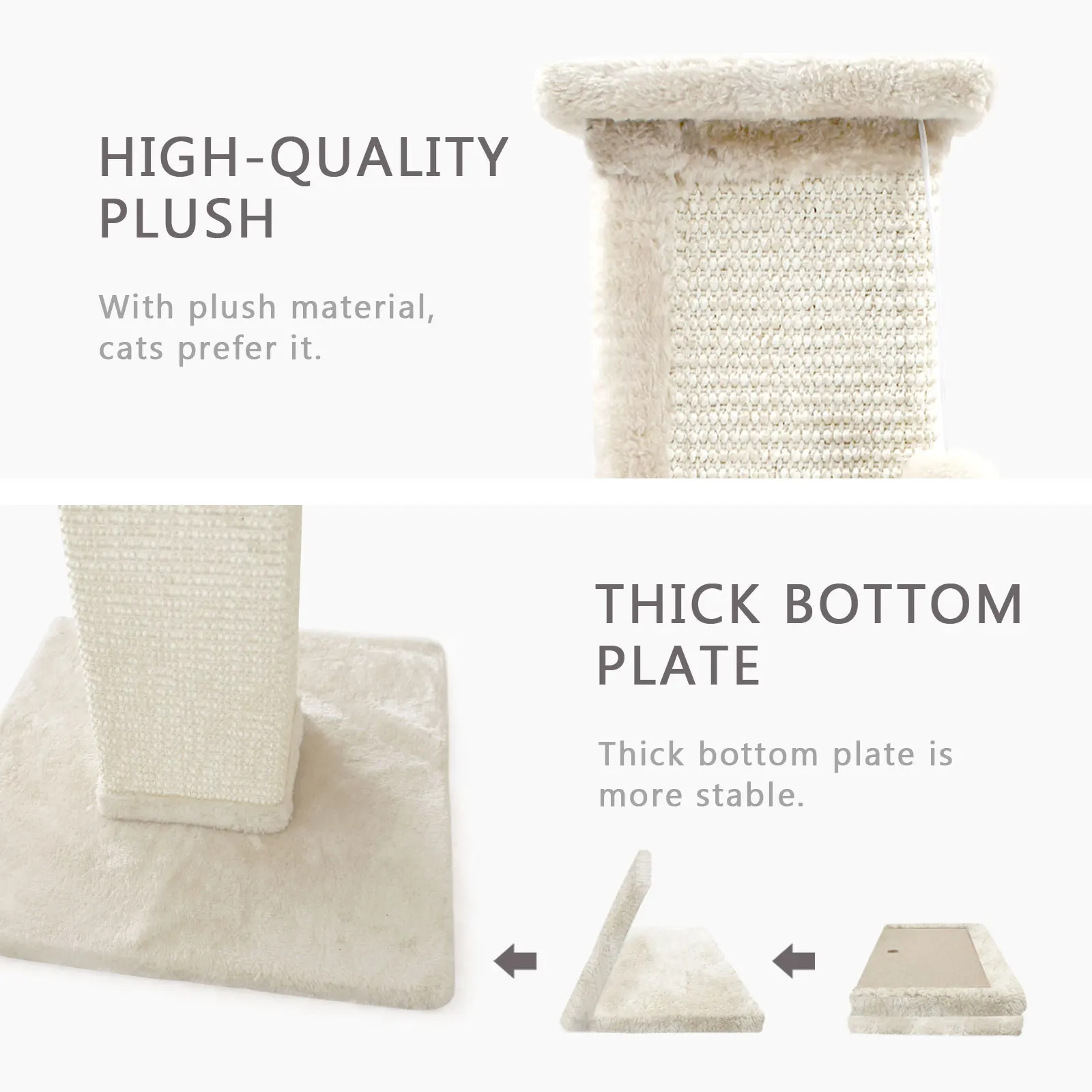 New Design Beige Two Section Cat climbing tree scratching column vertical post sisal claw toys