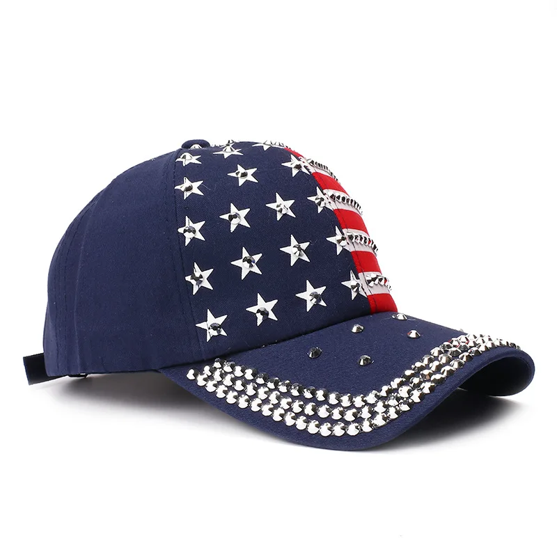 2024 American Election flag rhinestone stud rivets baseball cap hat