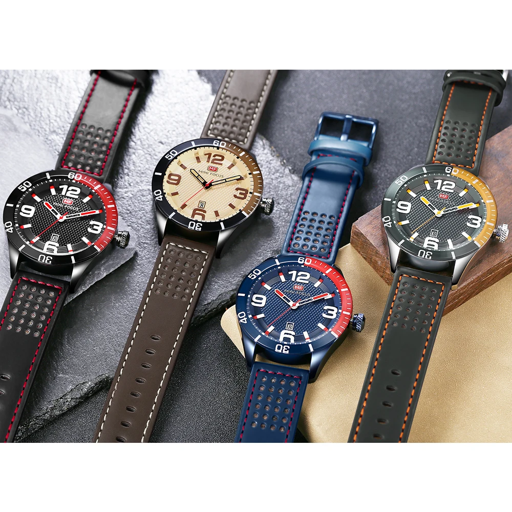 MINI FOCUS MF0155G Business Casual Quartz Watch Men  advertising  Arabic Number Waterproof Calendar Islamic Wrist watches