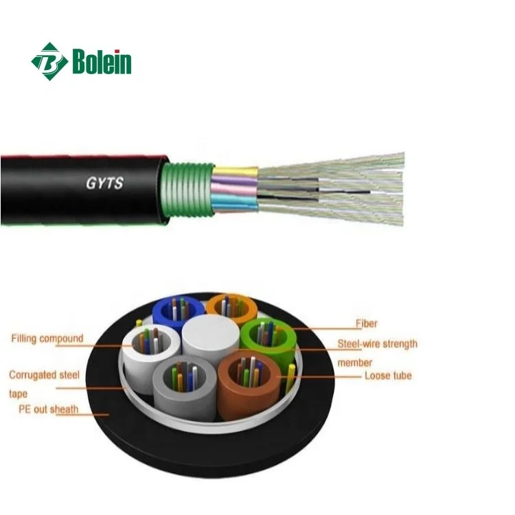 GYTS-12B1 Layer Twisted Armored 12 Core Single Mode Outdoor Pipe Duct Fiber Optical Cable