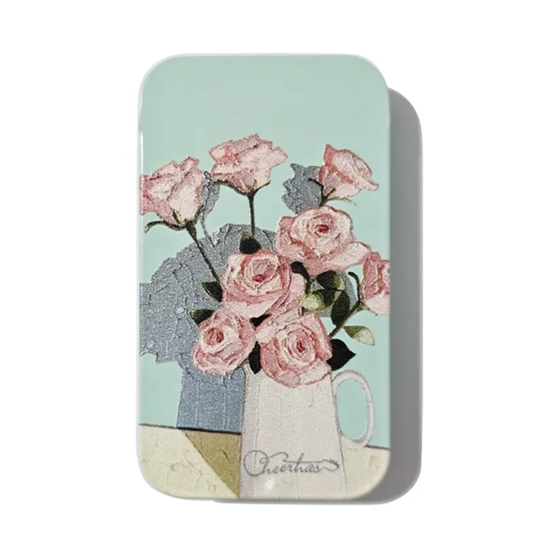 Oem Manufacture Gift Silver Square Hinge Guitar Pick Tin Case Packaging Tin Box Custom