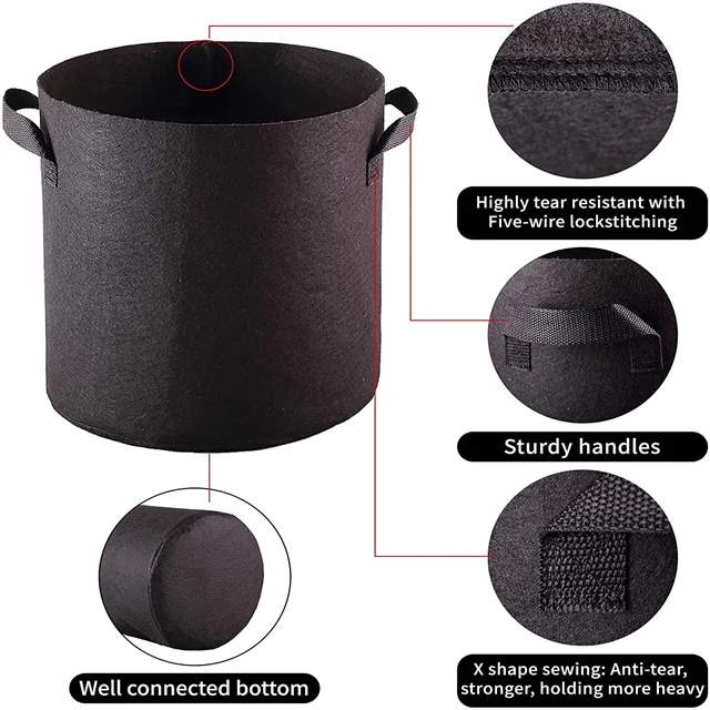 Heavy Duty Plant Square Garden Vegetable Biodegradable Fabric Mushroom Grow Bags