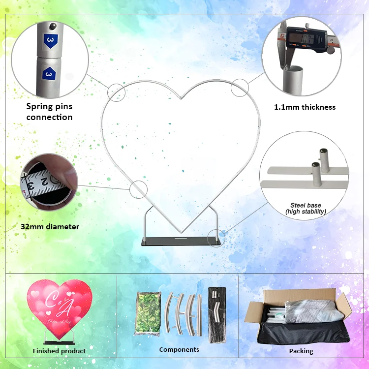 Wholesale New Designer Wedding Heart Shape Arch Backdrop Portable Pillow Case Backdrop Heart Stand Backdrop