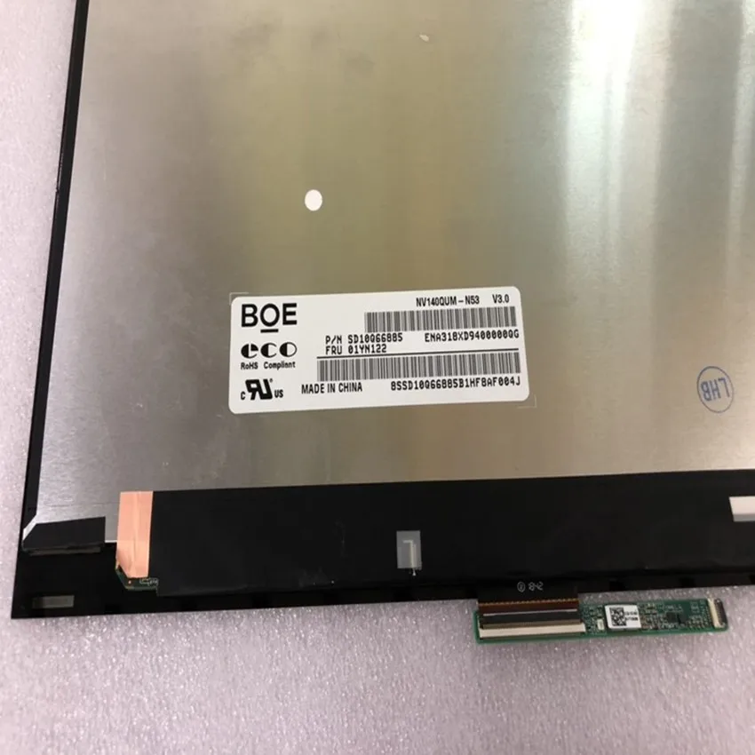 14 inch For Lenovo Thinkpad X1 Yoga 2019 NV140QUM-N53 P/N:SD10Q66885 01YN122 14.0 inch 4K UHD IPS LCD Touchscreen Assembly