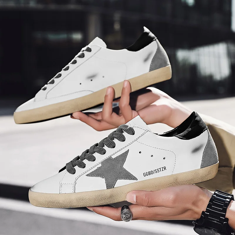 Song Zhongji The same new tide shoes leather flat white shoes dirty shoes