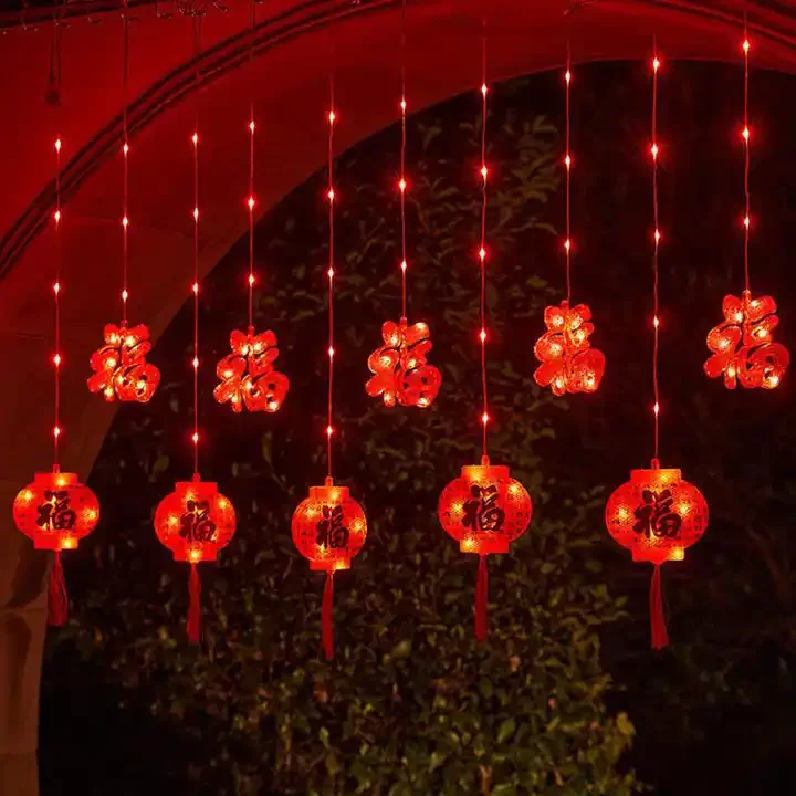 Chinese New Year LED Light Strings New Year Lantern LED String Light Red Light LED Lamp for Chinese New Year Decoration