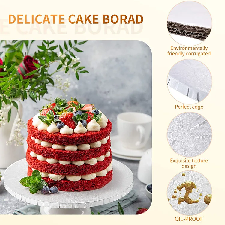 Hot Sale Customized Thick Cake Board Food Grade Cake White Circle Cardboard Base