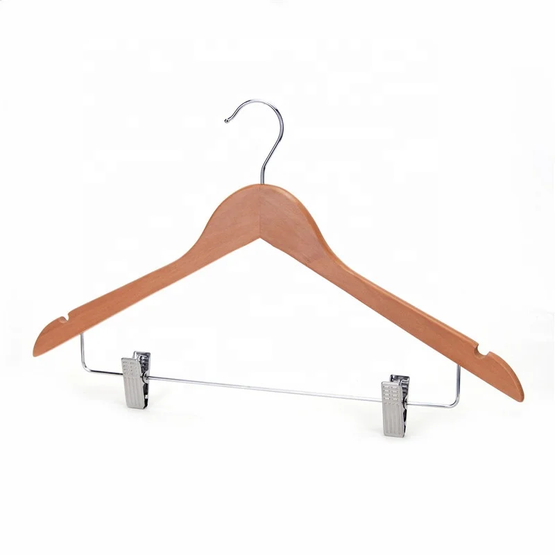 oem personalized natural antique wood wooden suit coat hangers with bar