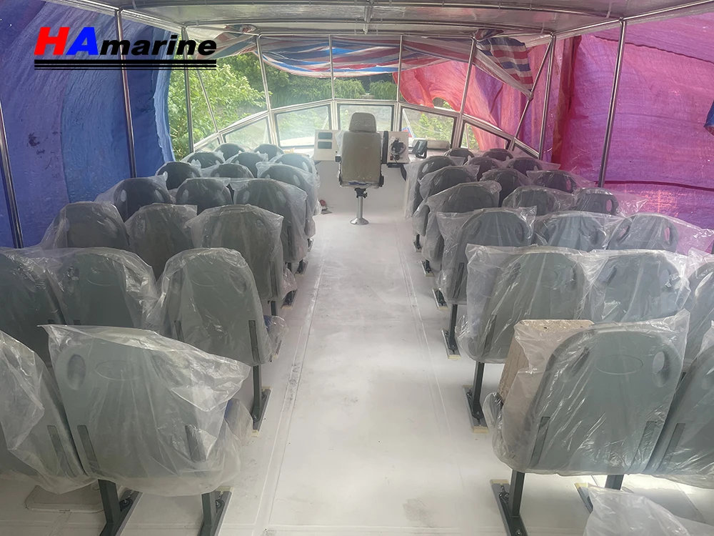HA1250C high speed catamaran FRP water taxi power boat  without engine traffic boat  sight seeing water taxi