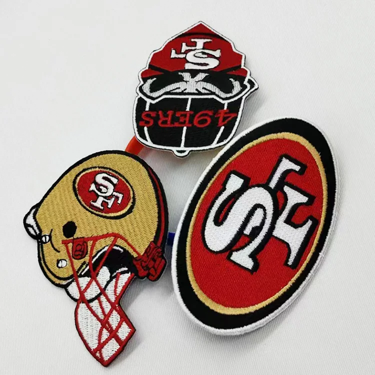 Long Lasting embroidered patches for various football teams baseball hats custom embroidery helmet patches trucker  patches