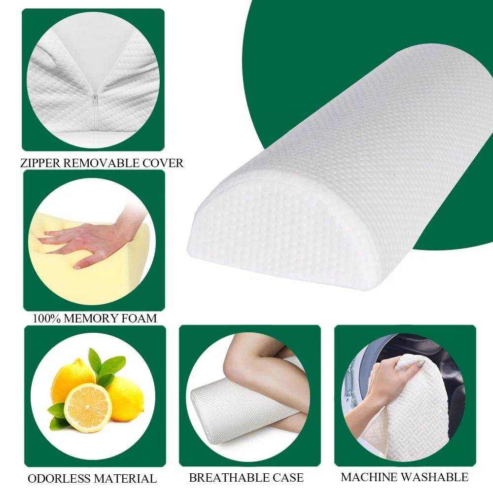 
Strong Support Bolster Pillow Under Knee Leg Neck Lumbar Pillow Pain Relief Memory Foam Under Desk Footrest Cushion 