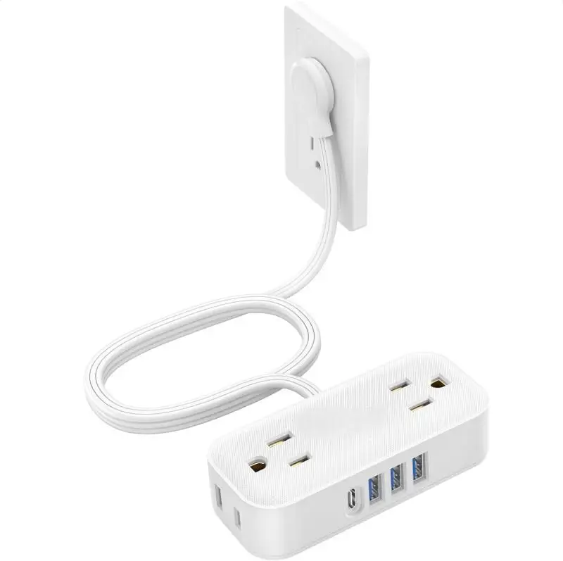 Силовая лента с логотипом на заказ 3 выходами 4 USB-порта плоская штепсельная вилка 5 А и плетеные удлинители длиной футов для путешествий круизных лайнерах