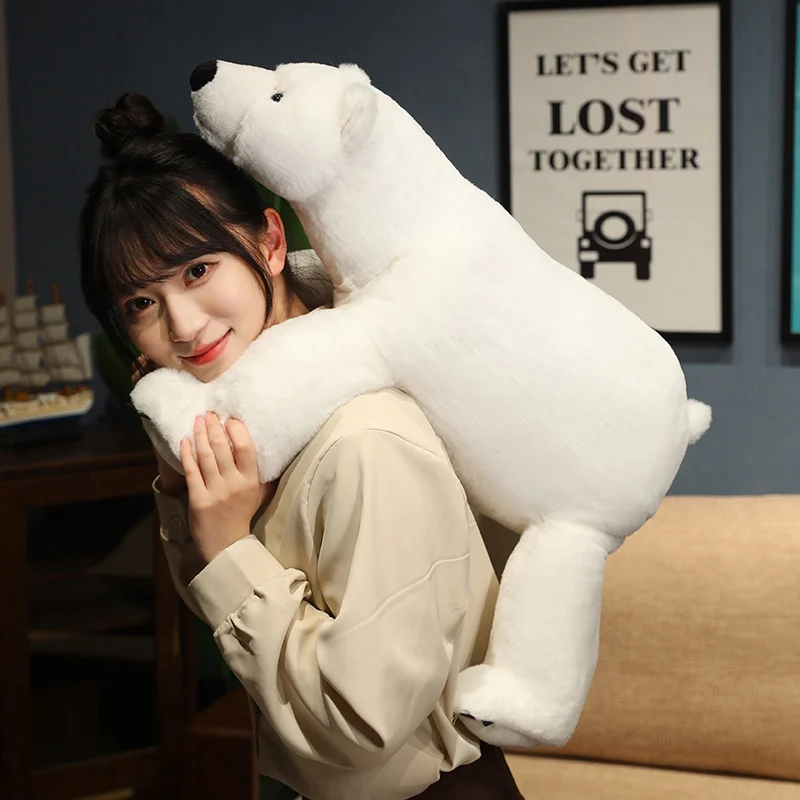 45cm 60cm Lifelike Standing White Plush Polar Bear Stuffed Animal Toys Huggable Toys for Kids