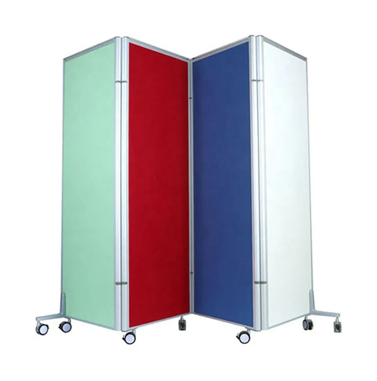 Collapsible Melamine and Fabric Partition Wall with Movable Roller