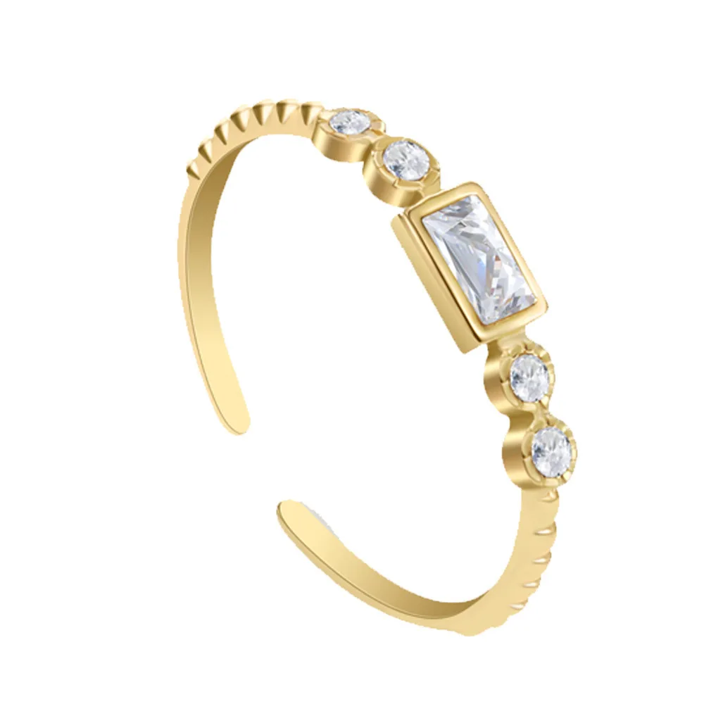 2024 Inspiring Design Jewelry 14K Gold Plated Stainless Steel Ring Diamond Butterfly Opening Zircon Ring For Girl