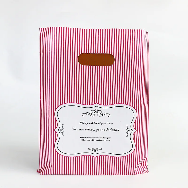 Custom Logo & Design Printed LDPE Die Cut Handle Plastic Gift Shopping Bag//