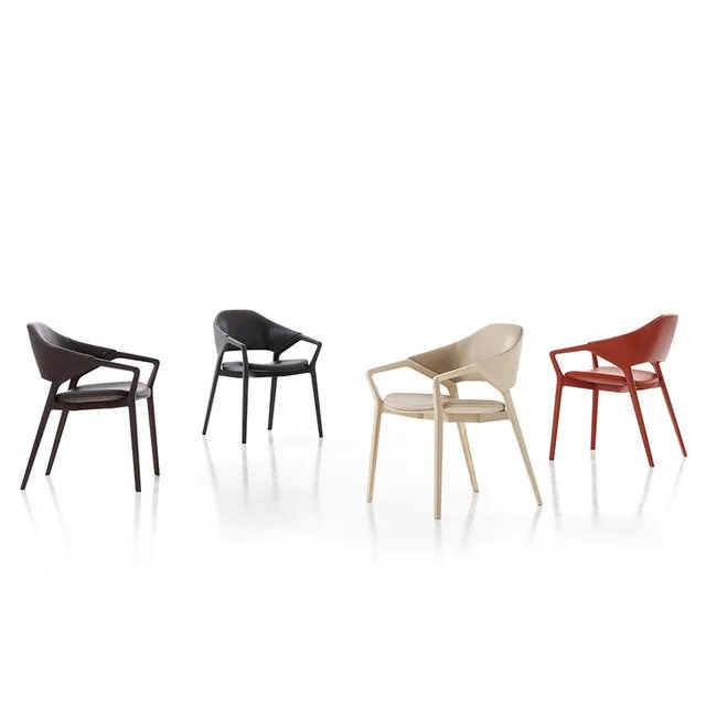Итальянский минималистский обеденный стул из массива дерева, Современный дизайнерский домашний стул из искусственной кожи