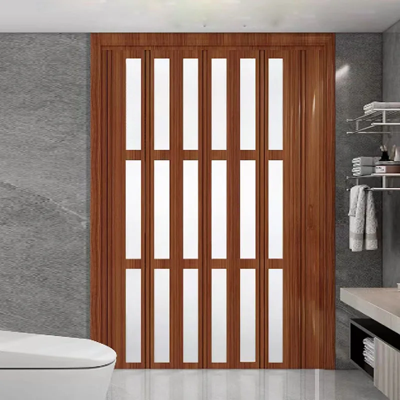 Cheap bathroom shower waterproof PVC folding moving door