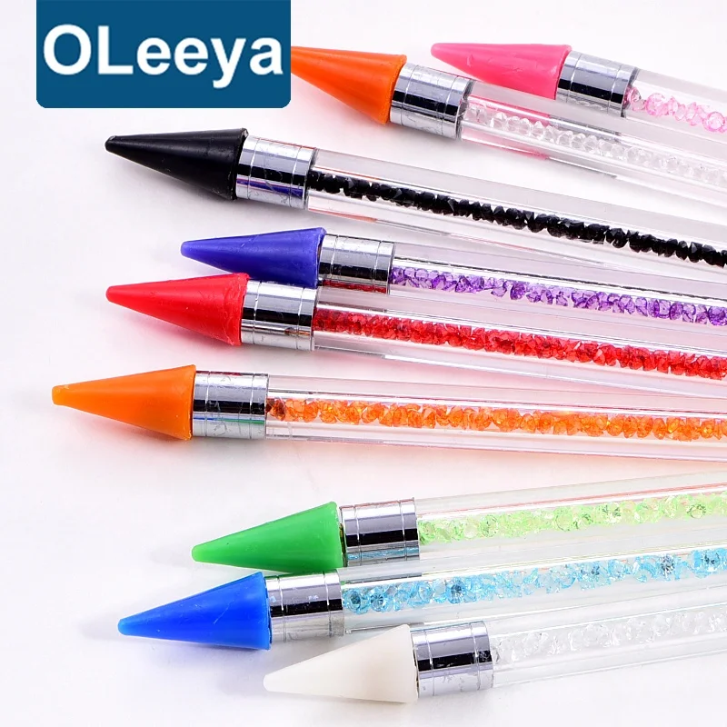Factory Nail Rhinestones Pick Up Pencil Dual Ended Wax Dotting Pencil 2 head Wax Picker Pencil for Manicure
