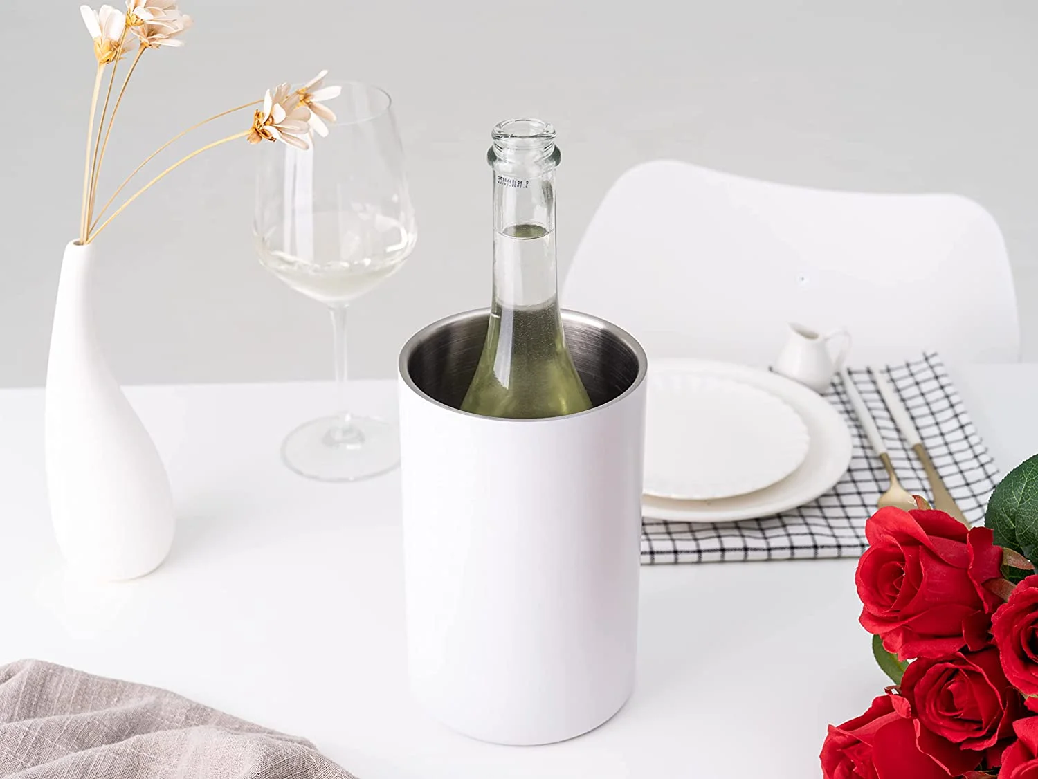 Stainless Steel Wine and Beverage Bottle Chiller Champagne Cooler Bucket Perfect Wine Accessories for 750ml Single Bottle