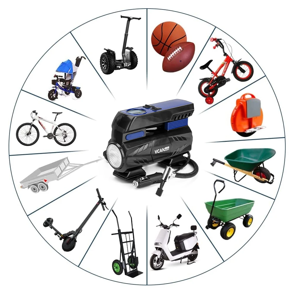 Digital Tire Inflator DC 12 Volt Car Portable Air Compressor Pump 120 PSI Car Air Compressor for Auto Car Motorcycles Bicycles