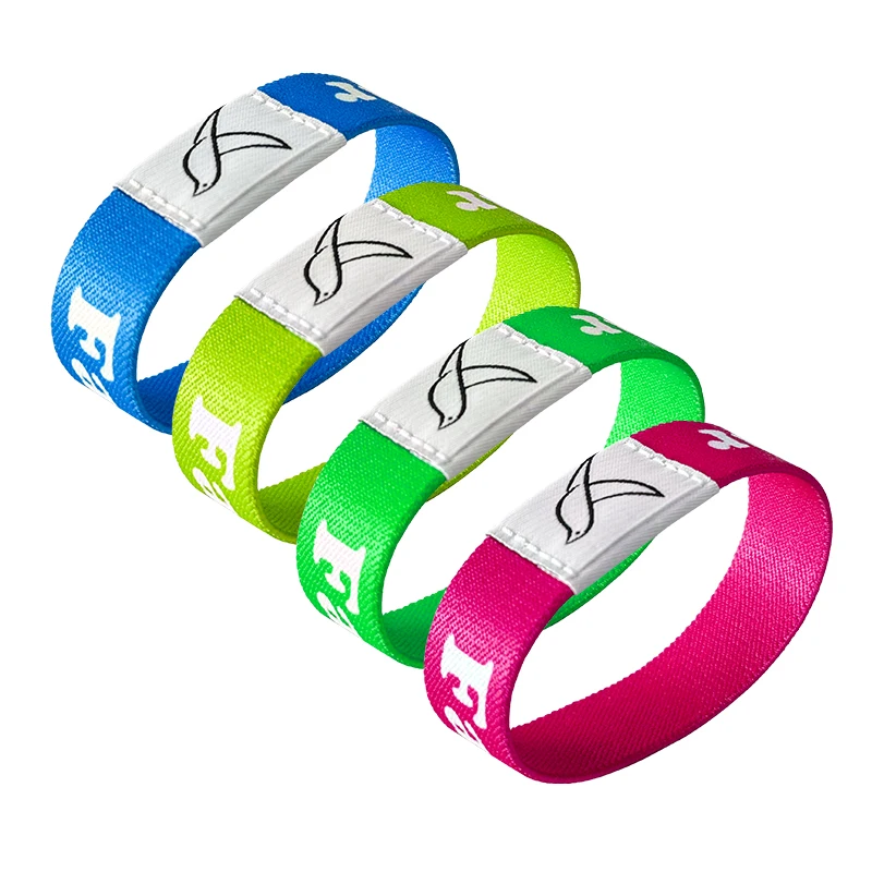 Personalized Elastic Cloth Bracelet Stretchable Waterproof Fabric Material RFID NFC Chip Wristband for Event