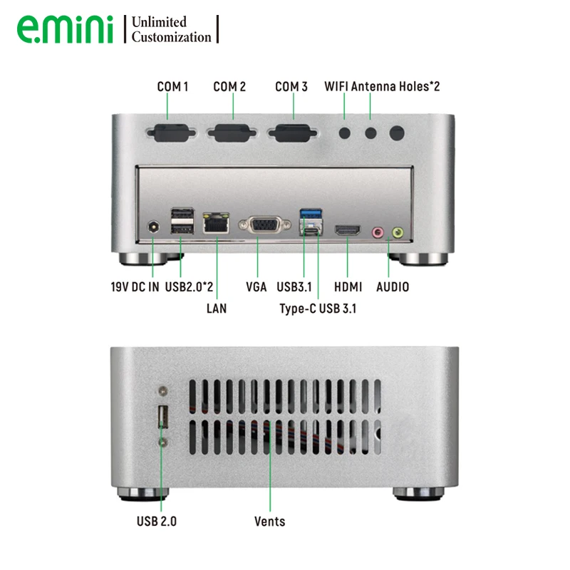 Realan ITX computer mini pc usb 3.1 rs232 rs485 Type-C with intel 10th gen cometlake processors
