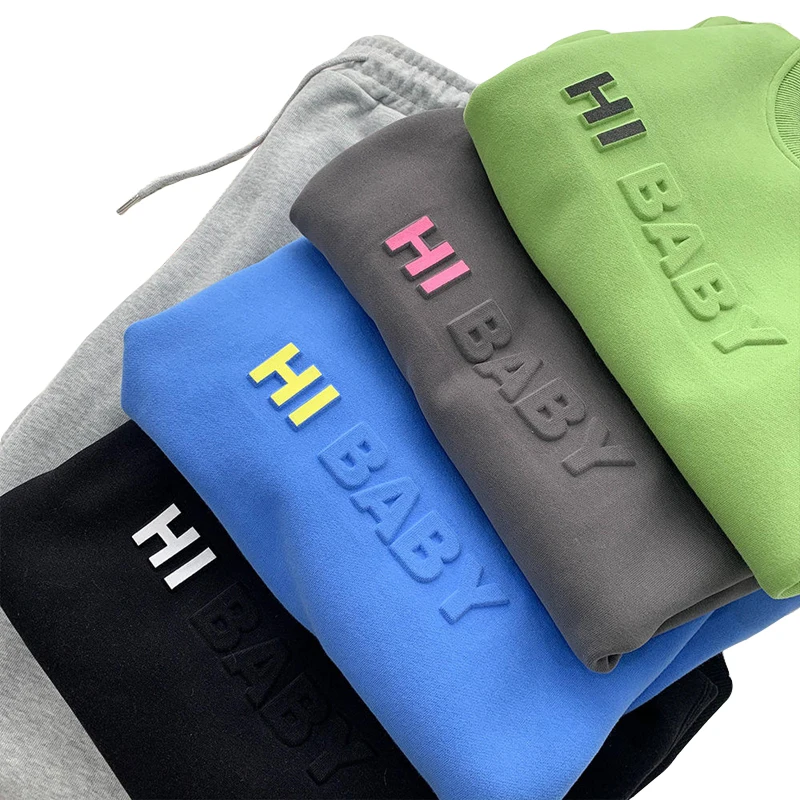 Clothing Manufacturers Heavy Weight Sweater Custom 3D Embossed Crewneck Sweatshirt