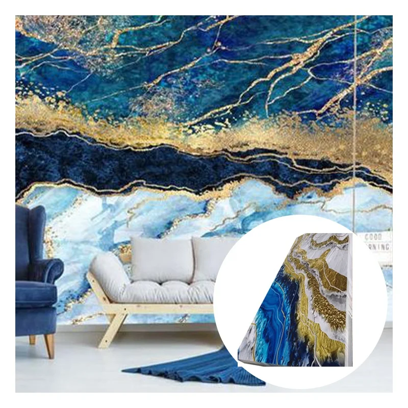 Best Price Waterproof Glossy PVC Marble Sheet UV Coated With Fancy Style