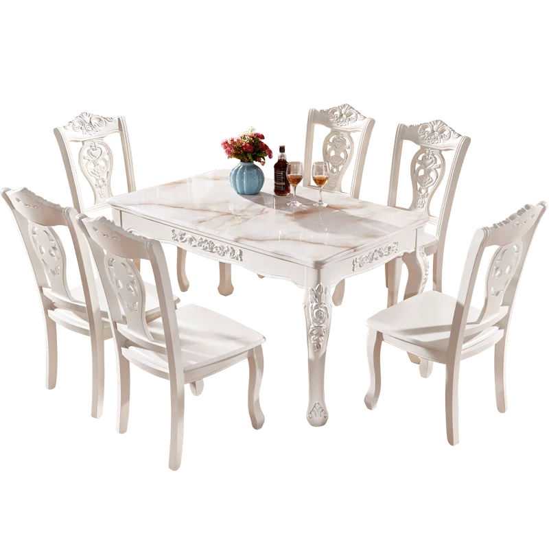 luxury solid wood round white dining table and chairs for home best price marble top luxury dining room furniture