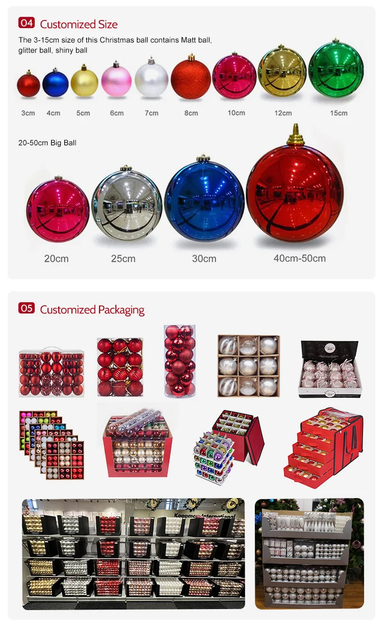Yiwu Factory Directly Hot Sale 6cm Round Shape Red Color Plastic Ball Christmas Tree Decorations