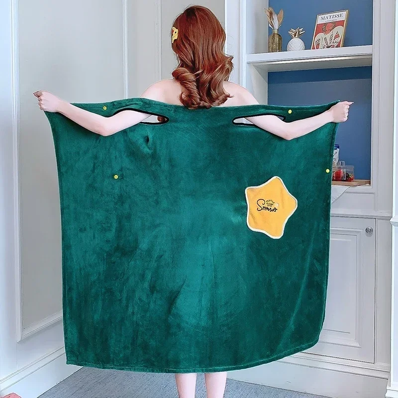 Bath Skirt Coral velvet bath towel Thickened absorbent bathrobe skirt Home suspenders wearable female bathrobe